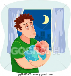Vector Illustration - Tired father. EPS Clipart gg78313906 ...