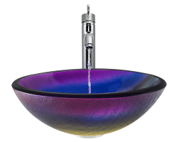 619 Frosted Rainbow Glass Vessel Bathroom Sink