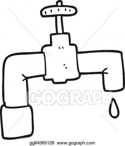 Vector Art - Black and white cartoon dripping faucet ...