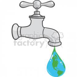 12881 RF Clipart Illustration Leaking Faucet The Earth Planet Droplet  clipart. Royalty-free clipart # 385065