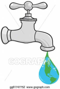 Vector Clipart - Leaking faucet the earth planet dro. Vector ...