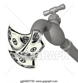 Stock Illustration - Silver faucet running with money 3d ...