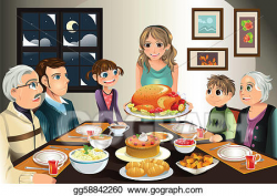Vector Art - Thanksgiving family dinner. Clipart Drawing ...