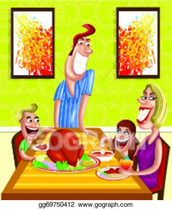 Vector Stock - Happy family at dinner table. Stock Clip Art ...
