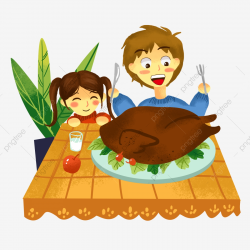 Thanksgiving Children Eating Turkey Cozy Scene, Thanksgiving ...