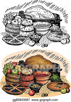 Clip Art Vector - Thanksgiving feast. Stock EPS gg85843587 ...