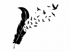 Feather With Birds Silhouette - Feather And Birds Png Free ...
