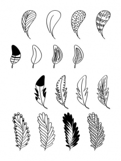 16 Doodle Feathers Hand Drawn Clipart, Doodle Clipart ...