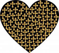 Clipart - Love Heart Crosses Gold