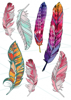Watercolour feathers - Instant download digital clip art ...