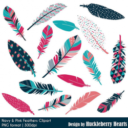 Feather Clipart, Digital Feathers, Feather Clip Art, Navy ...