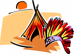 Native American Teepee with Feather Headdress - Vector Image