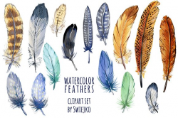 Watercolor feather clipart ~ Illustrations ~ Creative Market