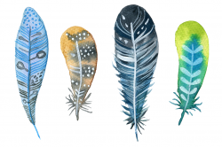 Watercolor Boho Feathers clipart set by Teploleta | TheHungryJPEG.com