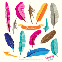 Bird Feather Digital Vector Clip Art / Tribal Feathers ...