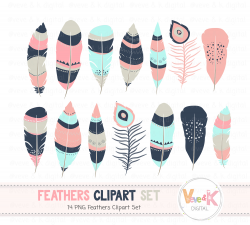 Feathers Clipart, Feathers, Tribal, Digital Feathers, Aztec Feathers, Navy  Feathers, Teal Feathers, Tribal Feathers