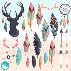 BUY20GET10 - Tribal feathers clipart commercial use, clipart ...