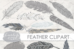 VECTOR/ Hand Drawn clipart feathers