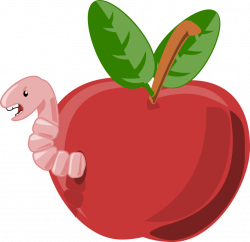 Public Domain Clip Art Image | cartoon apple with worm | ID ...