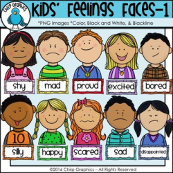 Kids Feelings Faces Clip Art Set 1 - Chirp Graphics by Chirp Graphics