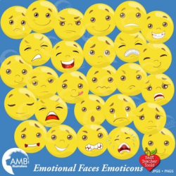 Emoticons Clipart, Emoji Clipart, Feelings Clipart, AMB-2314