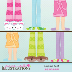 Pajama Feet Cute Digital Clipart for Card Design ...
