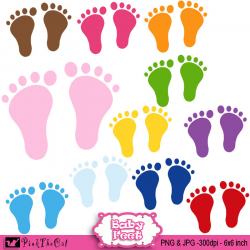 INSTANT DOWNLOAD Baby Feet Colors clipart digital by ...