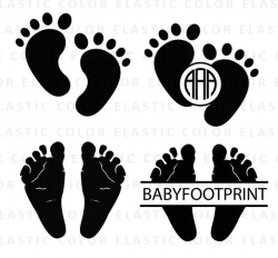 Baby footprint svg file - Baby Feet clipart - baby feet monogram digital  vector files svg, png, dxf, eps