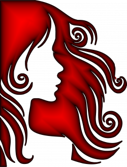 Clipart - Female Hair Profile Silhouette Crimson
