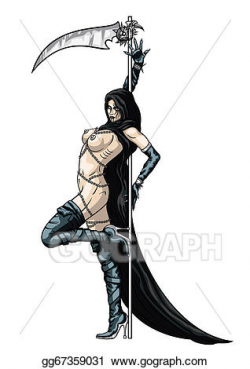 Stock Illustrations - Striptease girl grim reaper. Stock ...