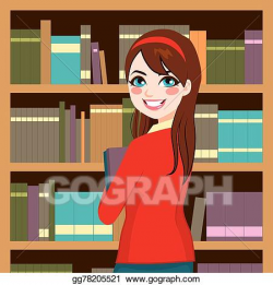 EPS Vector - Woman in library. Stock Clipart Illustration ...