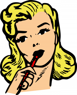 Clipart - Woman thinking, writing