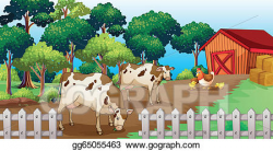 Vector Stock - A farm with animals inside the fence. Clipart ...