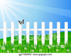 Vector Art - Wooden fence and butterfly. Clipart Drawing ...
