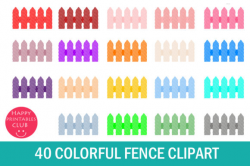 40 Colorful Fence Clipart