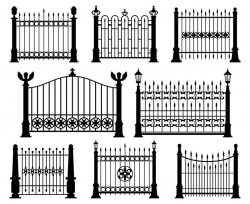 Decorative fence, Fence, Iron, Wrought, Gate,  Silhouette,SVG,Graphics,Illustration,Vector,Logo,Digital,Clipart
