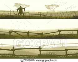 Vector Stock - Banner farm fields with fence. Clipart ...