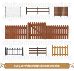 Fence Clipart, Gate Clip Art, Picket Fence Image, Gate Door Graphic, Chain  Link Fences Picture, Wooden Fencing Scrapbook, Digital Download