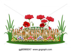 Stock Illustrations - Beautiful bed with different flower ...