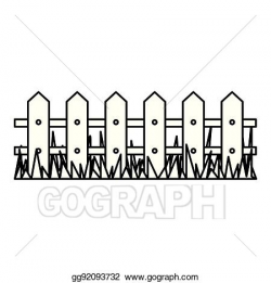 Vector Stock - Silhouette wooden fence and grass icon ...