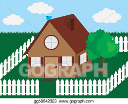 EPS Illustration - House with picket fence. Vector Clipart ...