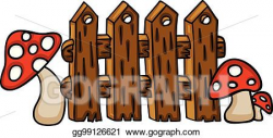 Vector Illustration - Wooden fence with red mushrooms. EPS ...