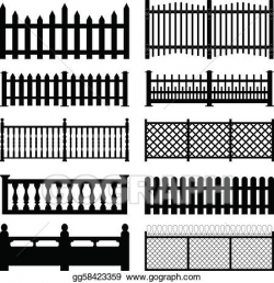 Vector Clipart - Fence picket wooden wired park yard. Vector ...