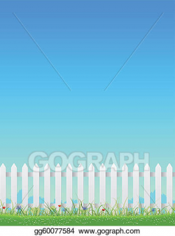 Vector Art - White fence and blue sky. EPS clipart ...