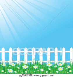 Vector Art - Blue sky with white fence. EPS clipart ...
