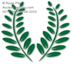 Clip Art Illustration Of Two Green Fern Fronds