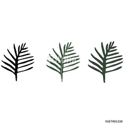 Cute fern foliage lineart silhouette cartoon vector ...