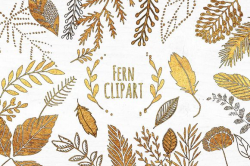 Black and Gold Fern Leaf Clipart Set on @photoshoplady ...