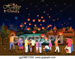 Vector Stock - Indian family people celebrating diwali ...