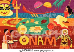 Vector Illustration - Happy onam festival celebration ...